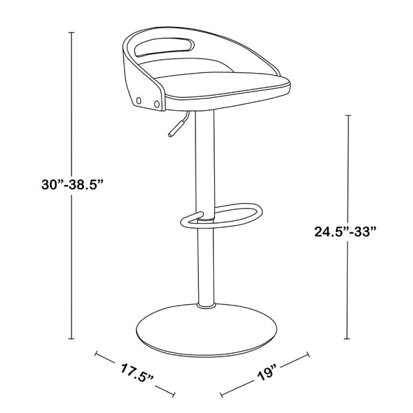 English Elm Adjustable Swivel Barstools with Faux Leather Seat and Black Metal Base Set of 2 B202S02162