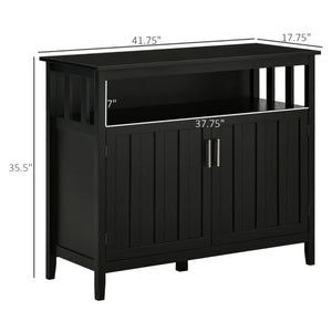 English Elm Hallway Sideboard Buffet with Open Shelf and Enclosed Storage in Matte Black Finish T3971P470211