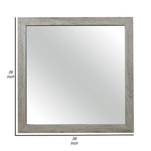 English Elm Zane Square Wall Mirror with Weathered Gray Wood Grain Frame for Any Room Decor B056P215242