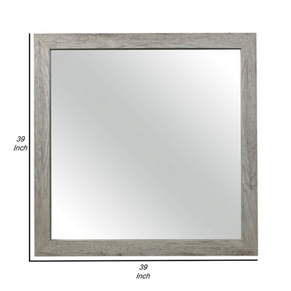 English Elm Zane Square Wall Mirror with Weathered Gray Wood Grain Frame for Any Room Decor B056P215242