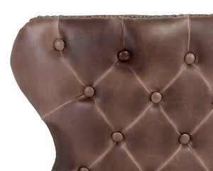 Sunpan Ariana Swivel Counter Stool - Elegant Button Tufted Design with Antique Brass Nailheads and Comfort Havana Dark Brown