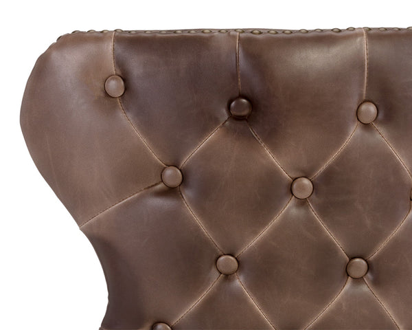 Sunpan Ariana Swivel Counter Stool - Elegant Button Tufted Design with Antique Brass Nailheads and Comfort Havana Dark Brown