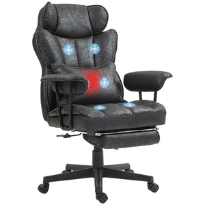 English Elm HOMCOM Heated Massage Executive Office Chair with 6-Point Vibration, Lumbar Support & Footrest Black W2225P250028