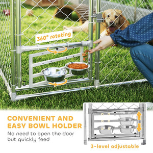 English Elm Large-sized Galvanized Steel Outdoor Dog Kennel with Oxford Fabric Weatherproof Roof T3971S00100
