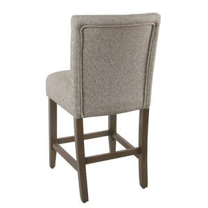 English Elm Fabric Upholstered Counter Stool with Nailhead Trim Solid Wood Frame Kitchen Seating B056P412648