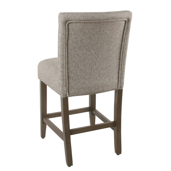 English Elm Fabric Upholstered Counter Stool with Nailhead Trim Solid Wood Frame Kitchen Seating B056P412648