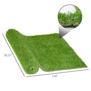 English Elm Outsunny 10' X 3' Artificial Turf - Lush Green Look, Uv-Protected, Drainage Holes & Soft Comfort! W2225P217961-GIGA