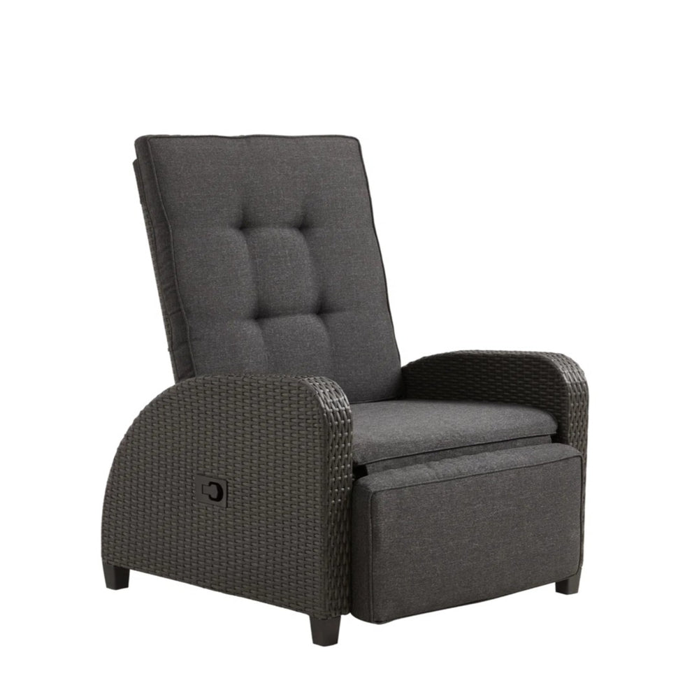 English Elm 30" Wide Reclining Patio Lounge Chair with Footrest and Weather Resistant Frame B082P455130