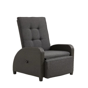English Elm 30" Wide Reclining Patio Lounge Chair with Footrest and Weather Resistant Frame B082P455130