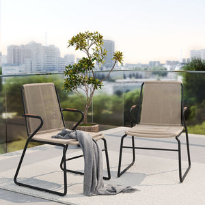 English Elm Christopher Knight Home® - MOONSTONE Light Brown Woven Rope Club Chairs Set of 2 – Powder-Coated Iron Frame, Modern Outdoor Seating N775P251643B
