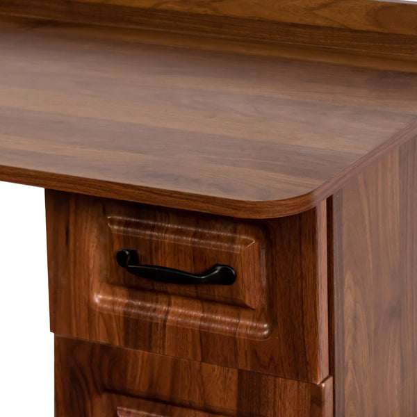 English Elm L-Shaped Corner Computer Desk with Hutch & Drawers, Space-Saving 2-in-1 Design and Ample Storage Walnut W331S00187
