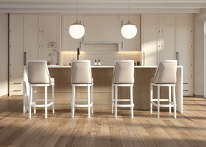 English Elm Swivel Counter Height Barstool Tall Back Faux Leather Seat Modern Kitchen Island Chair B2751P436458
