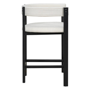 English Elm Christopher Knight Home® - COUNTER Mid-Century Modern 2-Piece Upholstered Barrel Back Stools with Rubberwood Frame and Foam Padding Beige+Black N771P243848B