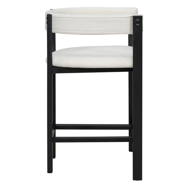 English Elm Christopher Knight Home® - COUNTER Mid-Century Modern 2-Piece Upholstered Barrel Back Stools with Rubberwood Frame and Foam Padding Beige+Black N771P243848B