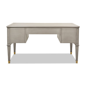 English Elm Jennifer Taylor Home - Dauphin Elegant 5-Drawer Executive Desk In Grey Cashmere With Gold Accents For Stylish Workspaces B2719P238476