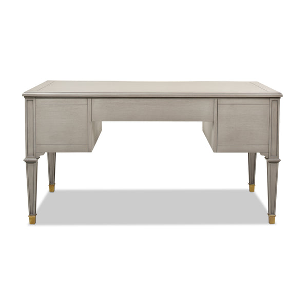 English Elm Jennifer Taylor Home - Dauphin Elegant 5-Drawer Executive Desk In Grey Cashmere With Gold Accents For Stylish Workspaces B2719P238476