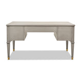 English Elm Dauphin Gold Accent 5-Drawer Wood Executive Desk, Grey Cashmere Wood