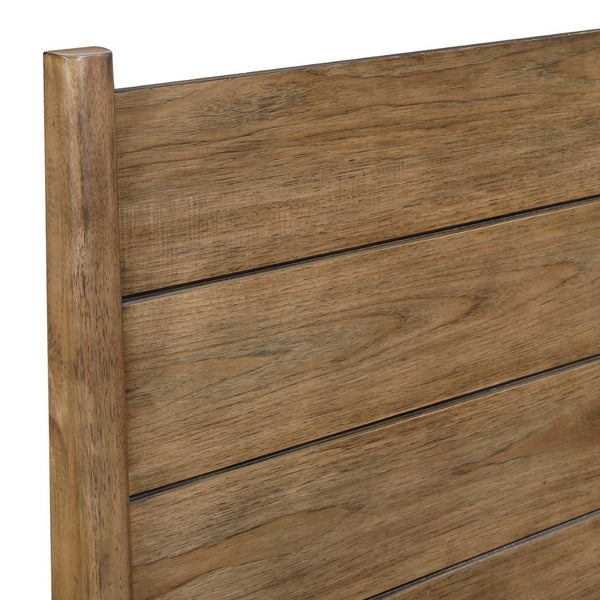 English Elm Modern Hickory Veneer Queen Bed with Tall Headboard and Removable Upholstered Cushion B011S02164