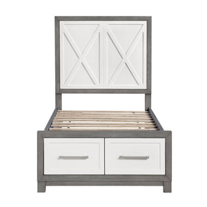 English Elm Contemporary Twin Platform Bed Paneled Headboard Footboard Drawers Modern Bedroom B011S02327