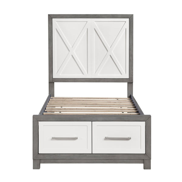 English Elm Contemporary Twin Platform Bed Paneled Headboard Footboard Drawers Modern Bedroom B011S02327