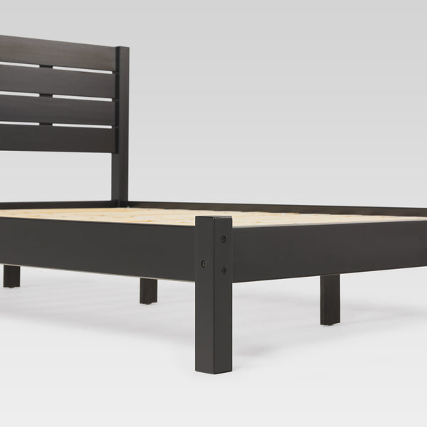 Isla Minimalist Queen Bed Frame - Sustainably Crafted Solid Pine Wood with Simple Boho Headboard