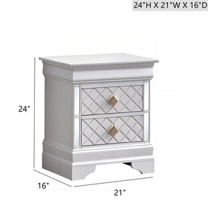 English Elm Verona Pearl White Nightstand with Dovetailed Drawers, Gold & Faux Crystal Handles, Fully Assembled B078P384070