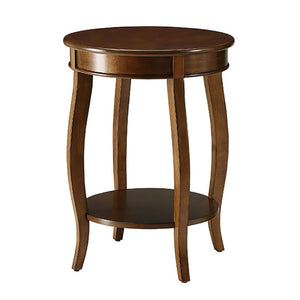English Elm Walnut Round Side Table With Cabriole Legs & Lower Shelf – Perfect Accent For Cozy Spaces! B062P189129-GIGA