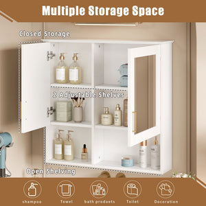 English Elm 2-in-1 Matte Wall Mounted Medicine Cabinet Soft Close Mirror Storage for Bathroom Vanity White N710P389456K