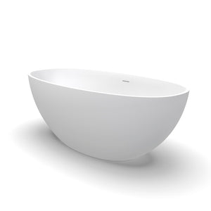 English Elm 61 Inch Stone Resin Freestanding Bathtub Matte White Sculptural Soaking Spa Design W1613P368241