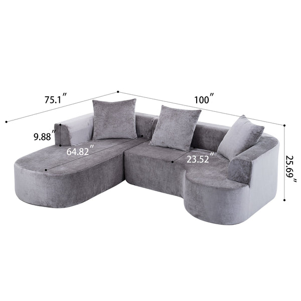 English Elm Modular Sectional Sofa: L-Shape Chaise Couch For Deep Comfort, No Assembly, Durable Grey Fabric Design W2012S00009