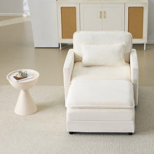 English Elm 54" Plush Cloud Sofa Modular Single with Ottoman, Beige Corduroy, High-Resilience Foam, Space-Saving Comfort W1829P324892