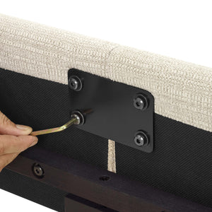 English Elm Bridgevine Bridger King Tufted Beige Upholstered Platform Bed – Modern Panel Design, Durable 100% Polyester, Easy Assembly (Box Spring Required) B108P391229