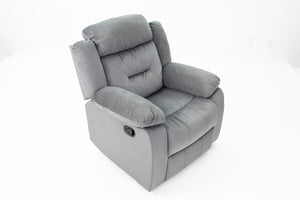 English Elm Single Velvet Manual Recliner with Channel Tufting for Cozy Living Room Lounging B089P240505