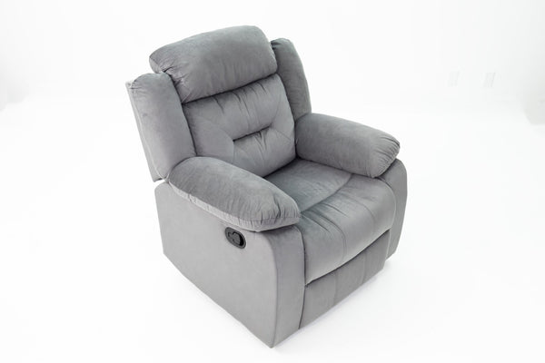 English Elm Single Velvet Manual Recliner with Channel Tufting for Cozy Living Room Lounging B089P240505