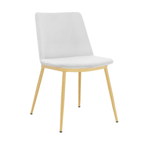English Elm Opalyn White Velvet Dining Chairs Set of 2 — Luxurious Gold Legs, Modern Accent Seating for Home Decor B2736P354370