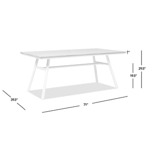 English Elm Jennifer Taylor Home - Maiden 71" 6-Seater Teak & Aluminum Patio Dining Table with Weatherproof Teak Top, White Frame B2719P245997
