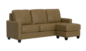 English Elm Wallace & Bay - Brown 2-Piece Sofa with Chaise - Tan Fabric Sectional, Tapered Feet, USB Console & Cup Holders B361P384484