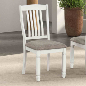 English Elm Farmhouse 2pc Side Chair Slat Back Upholstered Seat Rustic White Dining Set Comfortable Modern Style B2741P406725