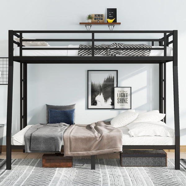 English Elm Metal Full Xl Over Queen Bunk Bed – Heavy-Duty, Space-Saving, Noise-Reducing Comfort For All Ages W1580S00238