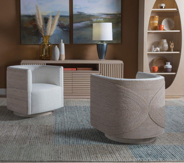 Ingrid Woven Upholstered Swivel Accent Chair for Modern Living Room Lounge