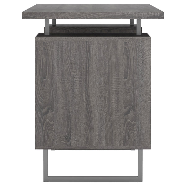 English Elm 1pc Contemporary Sleek Desk 47.25" Compact Home Office Table with Reversible Drawer and File Storage Gray 63.5 L x 26 W x 6.31 H B011P362572