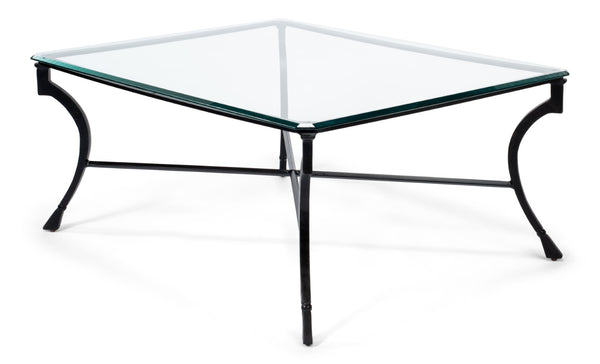 Sarreid Camargues Coffee Table - Stylish Iron Frame With Rubbed Black Finish And Elegant Glass Top Design Black  26372