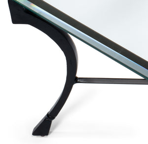 Sarreid Camargues Coffee Table - Stylish Iron Frame With Rubbed Black Finish And Elegant Glass Top Design Black  26372