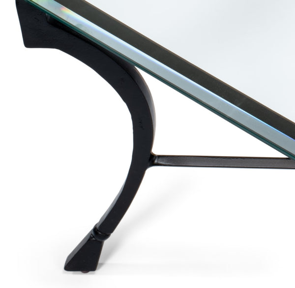 Sarreid Camargues Coffee Table - Stylish Iron Frame With Rubbed Black Finish And Elegant Glass Top Design Black  26372