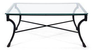 Sarreid Camargues Coffee Table - Stylish Iron Frame With Rubbed Black Finish And Elegant Glass Top Design Black  26372