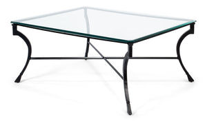 Sarreid Camargues Coffee Table - Stylish Iron Frame With Rubbed Black Finish And Elegant Glass Top Design Black  26372