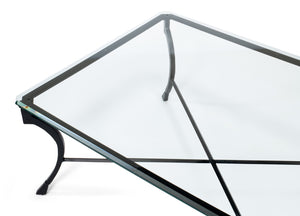Sarreid Camargues Coffee Table - Stylish Iron Frame With Rubbed Black Finish And Elegant Glass Top Design Black  26372