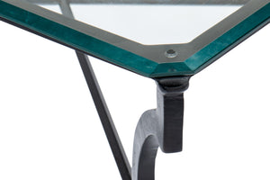 Sarreid Camargues Coffee Table - Stylish Iron Frame With Rubbed Black Finish And Elegant Glass Top Design Black  26372