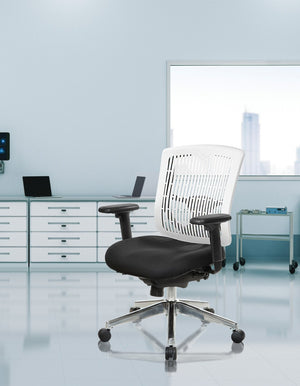 OSP Home Furnishings Contoured Plastic Back Manager Chair with Lumbar Support and Ergonomic Foam Seat 97898CWH-30