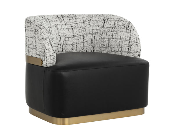 Sunpan Brinda Swivel Lounge Chair - Elegant Mid-century Design With Gold Stainless Steel Accents Black Fabric ,Faux Leather 111447